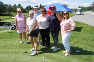 Marlene Wood, Pat Burke, Dianne Ubdergrove, Ally Dickson, Vicki England and Sarah Cring at the SFCSC's annual Golf tourney at Rivendell Golf Club course in Verona on May 30